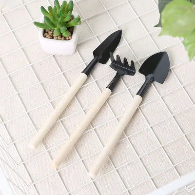 3 Pcs Plant Potted Bonsai Tool Gardening Kit Shovel Flower Pot Mini Spade Rake Wooden Handle Balcony Planting Tools
