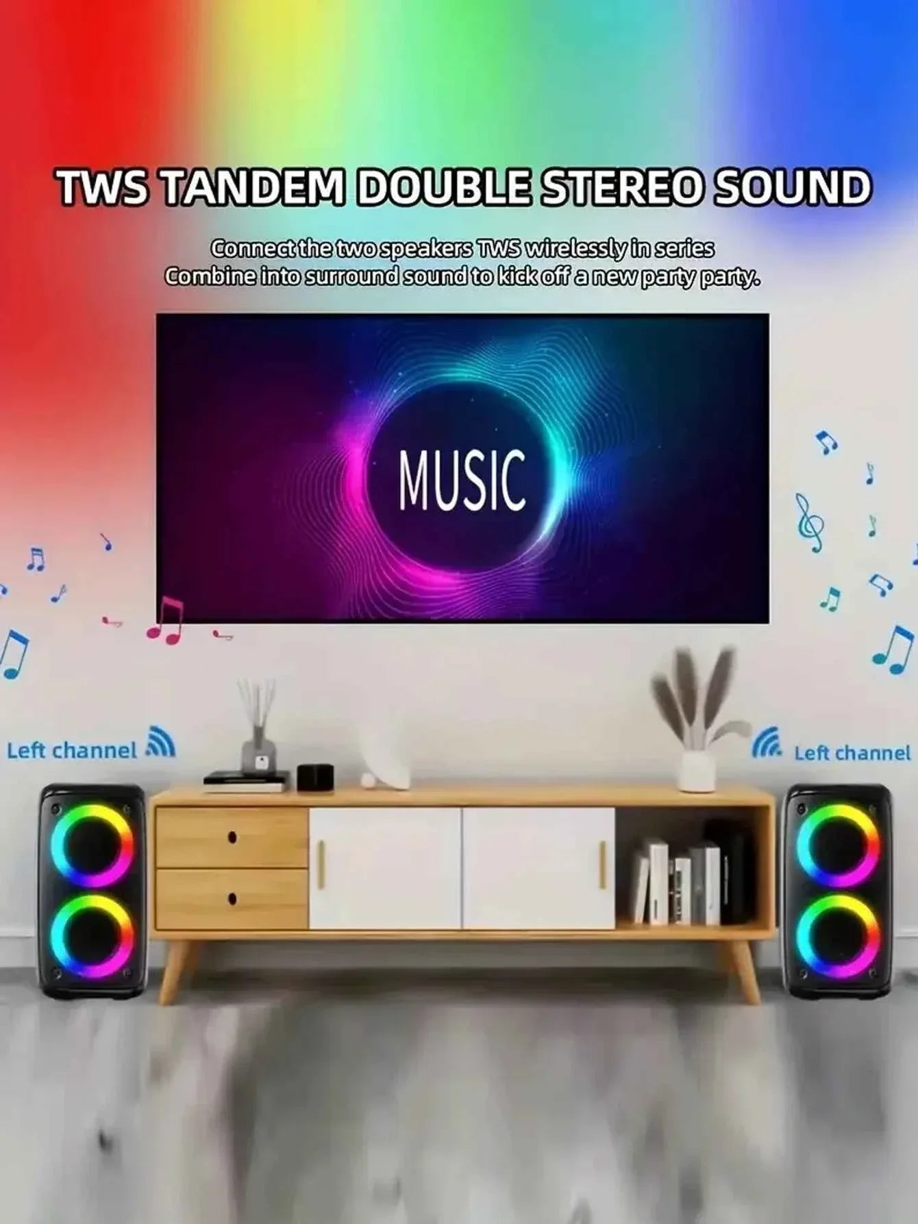 Portable Bluetooth Speaker - Dual 4 Inch Wireless DJ System Black My Store