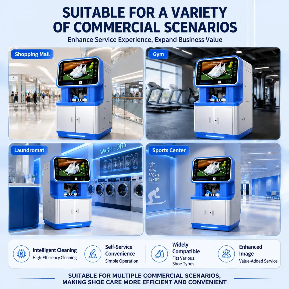 Shoe Washing Machine with Dryer 3500W 0.34kWh/Cycle Self-Service Sneaker Cleaning Machine for Laundromat 1 Year Warranty