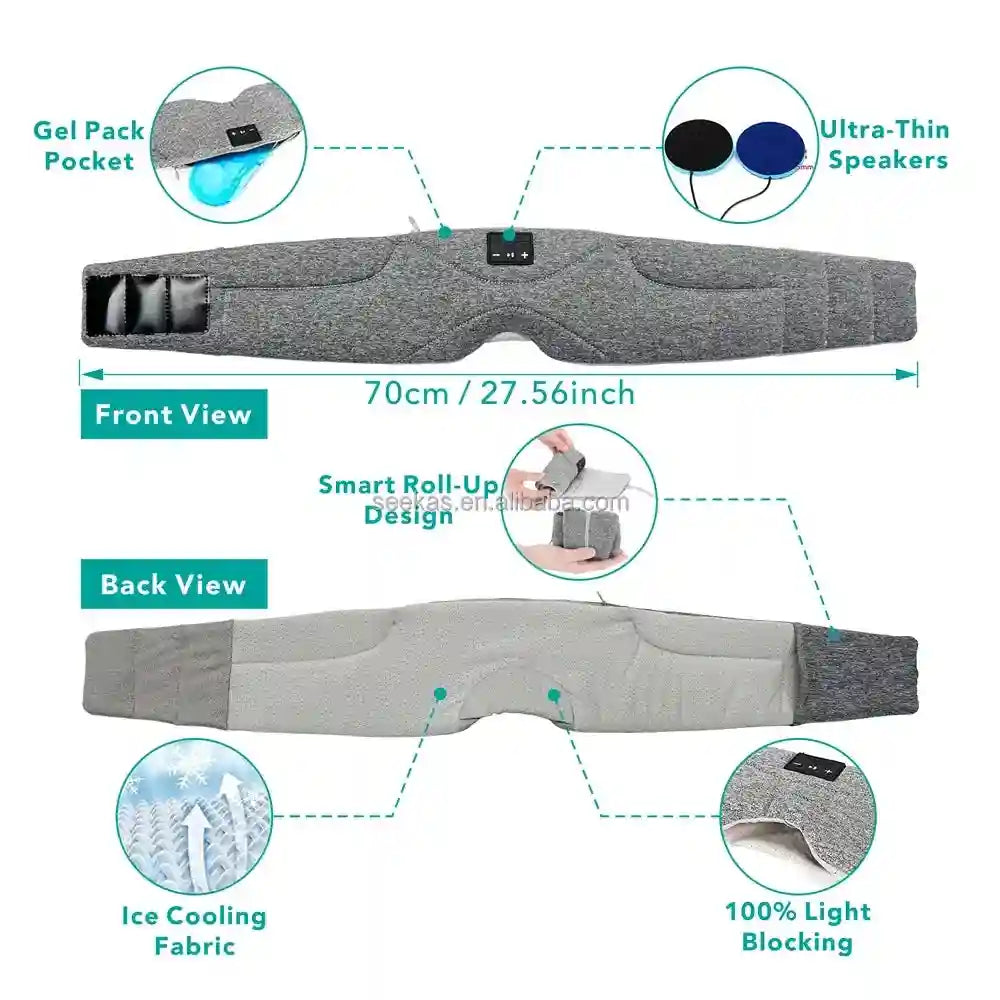 Bluetooth Sleep Headphones Eye Mask with Cooling Fabric - SK-29FD Tidesmit