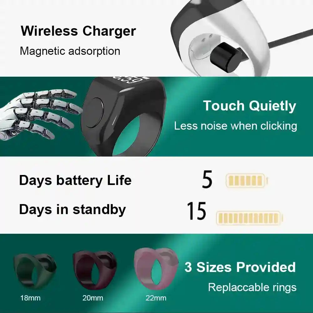 Smart Health Ring F3 - Biometric Heart Rate & Prayer Counter Tidesmit