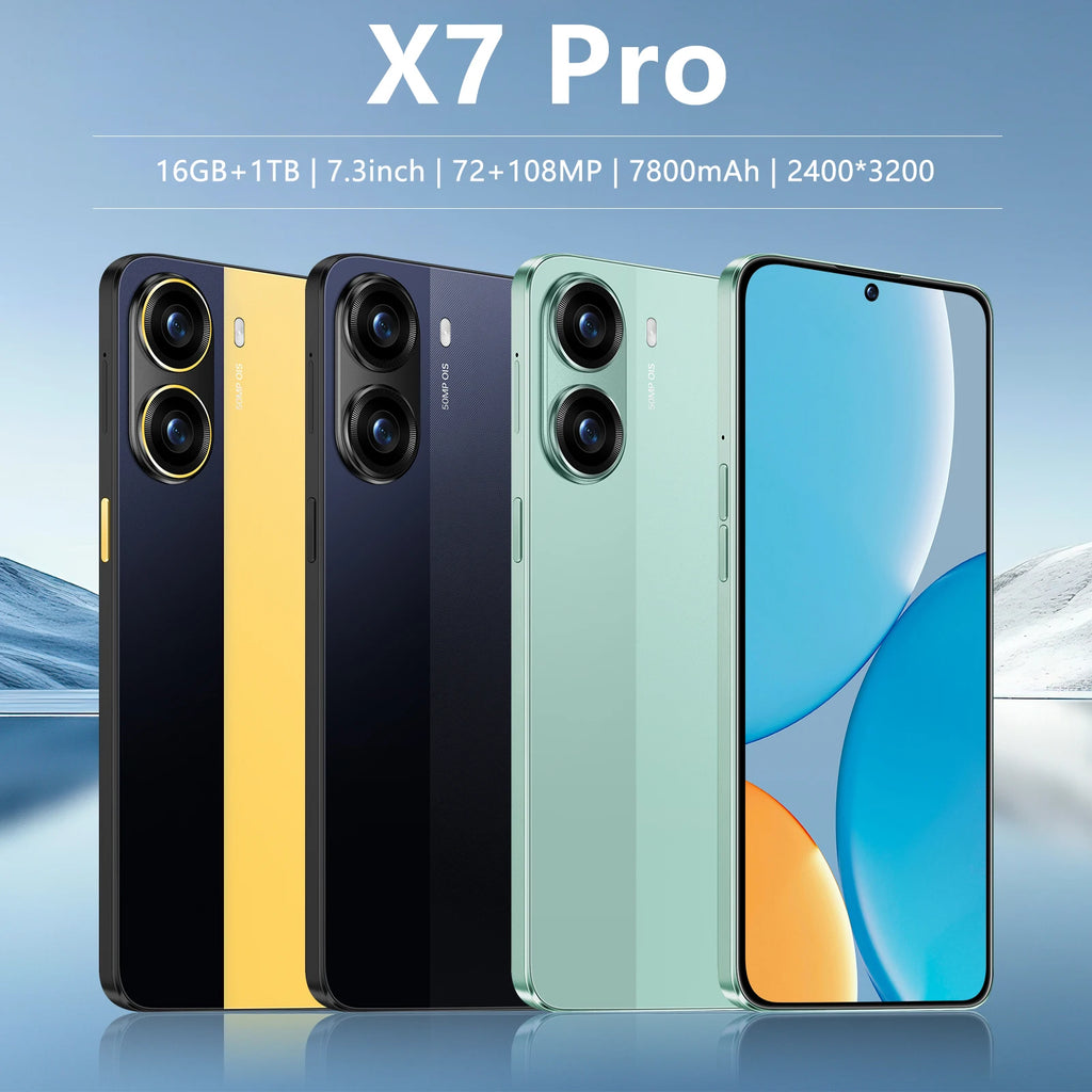 Mobile Phone X7 Pro 5G Smartphone Fast 7.3 Inch 16GB Memory 108MP Mobile Phone