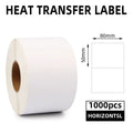White thermal label roll with 80mm x 50mm label size diagram