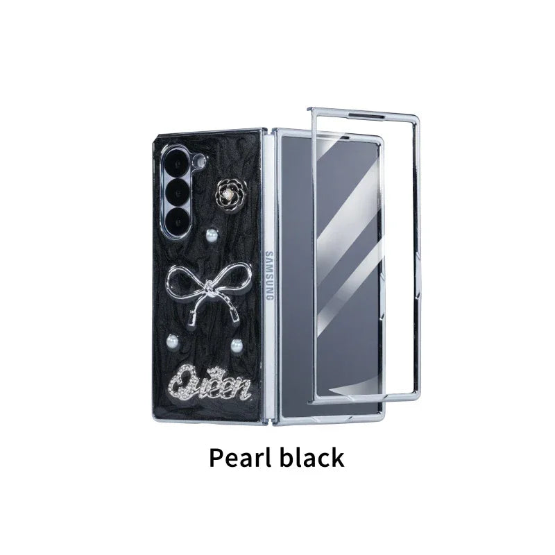Samsung Z Fold 7 Case with 9H Tempered Glass Screen Protector Black OPP Bag Tidesmit
