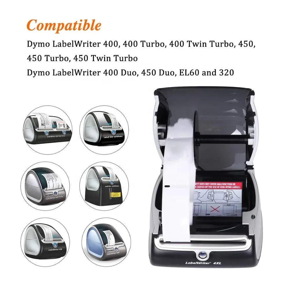 DYMO LabelWriter with white address label roll, compatible label tapes