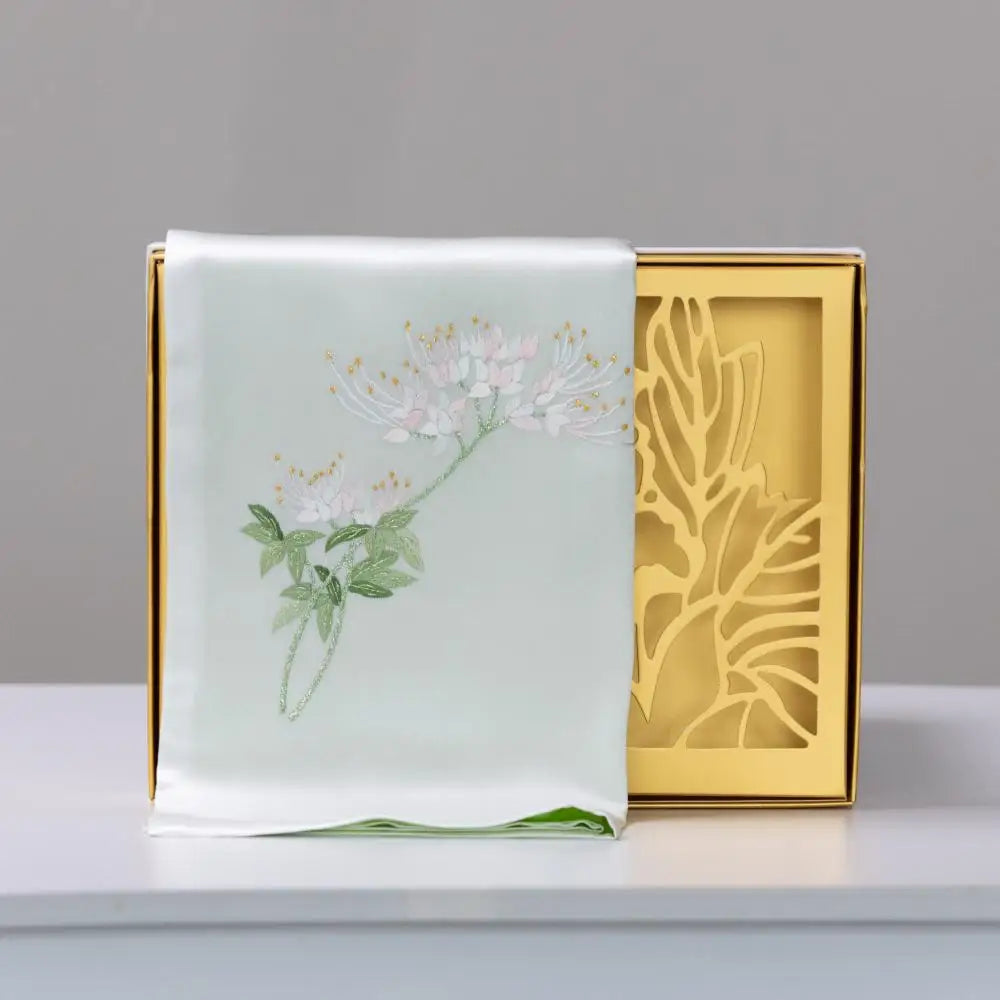 Premium Silk Scarf with Hand Embroidery Decoration