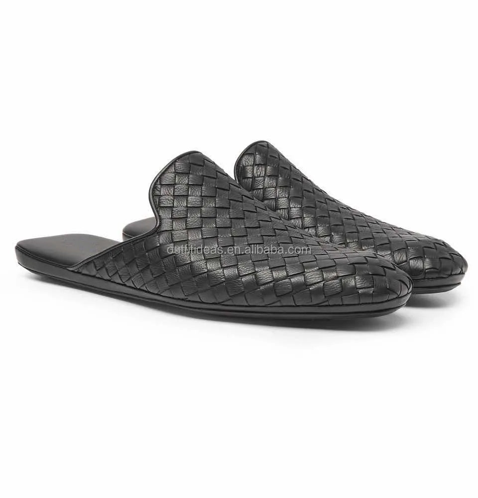 New With Tags Women Lambskin Genuine Leather All-Over Intrecciato Woven Leather Open-back Mule Slippers Flat Dress Shoes for Men