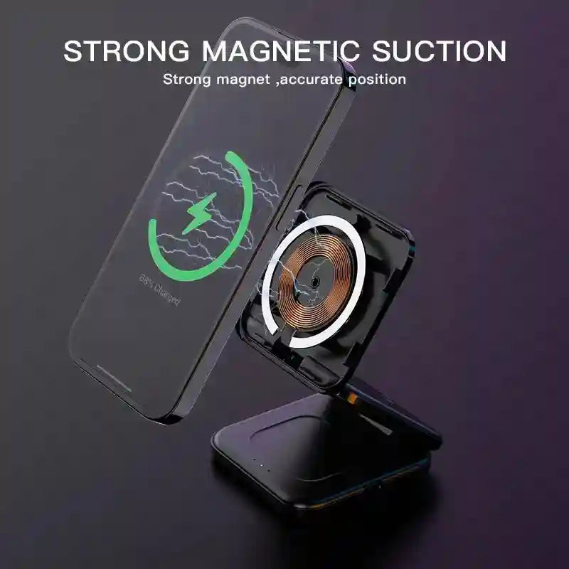 3-in-1 Magnetic Wireless Charger for iPhone - Foldable MagSafe Compatible Tidesmit