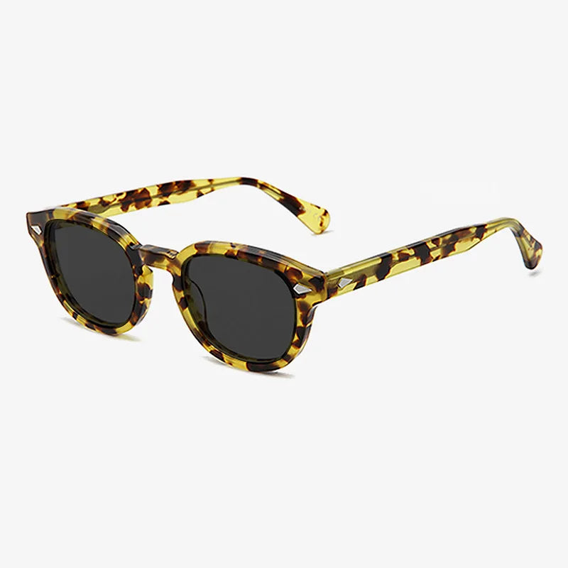 Unisex Handmade Acetate Sunglasses Custom Logo Stylish Round Luxury Vintage Classic Sunglasses in Black Frames
