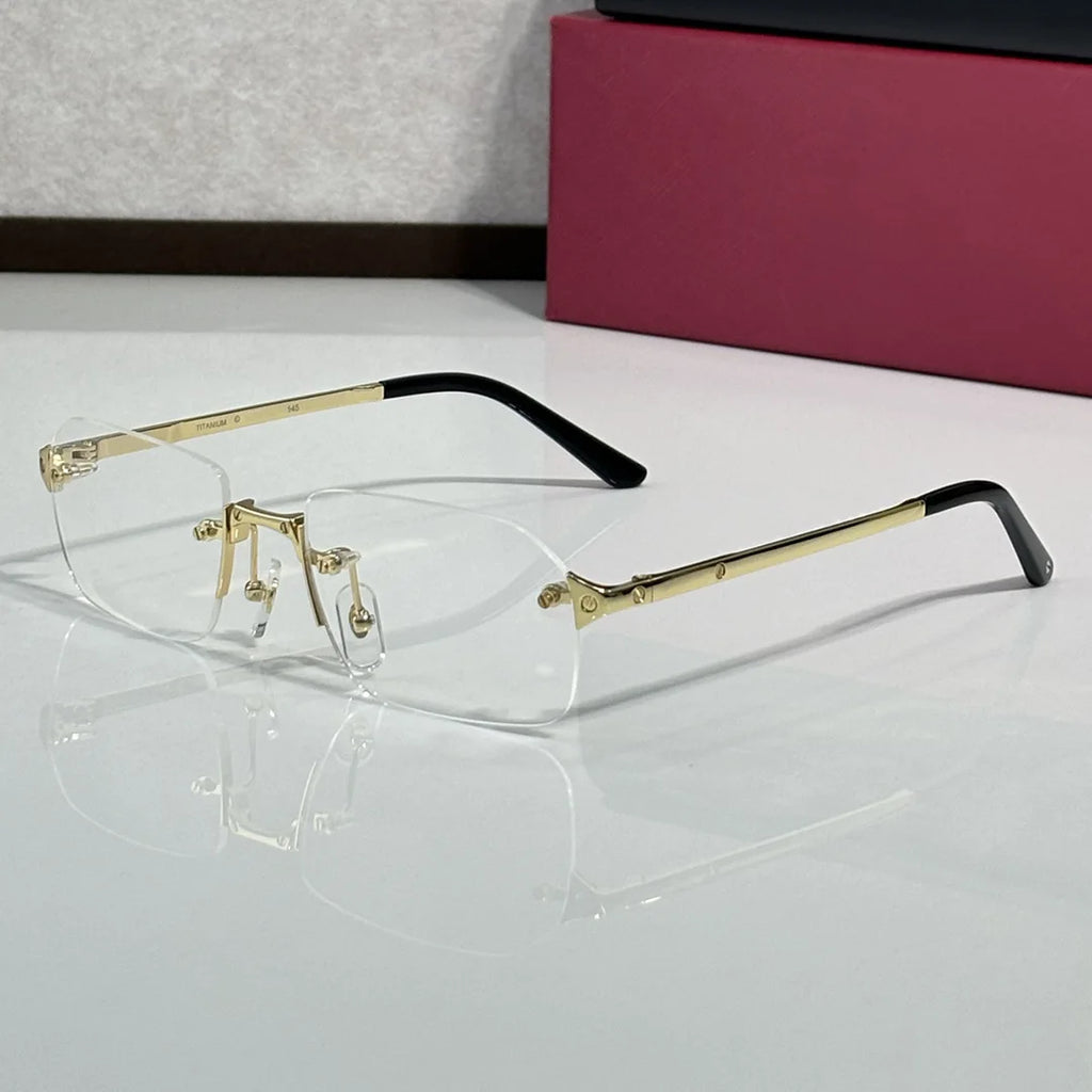 Luxury Fashion Designer Polygonal Frameless Sunglasses, Comfortable Light Metal Frame, High-quality Glasses with UV400 Lenses