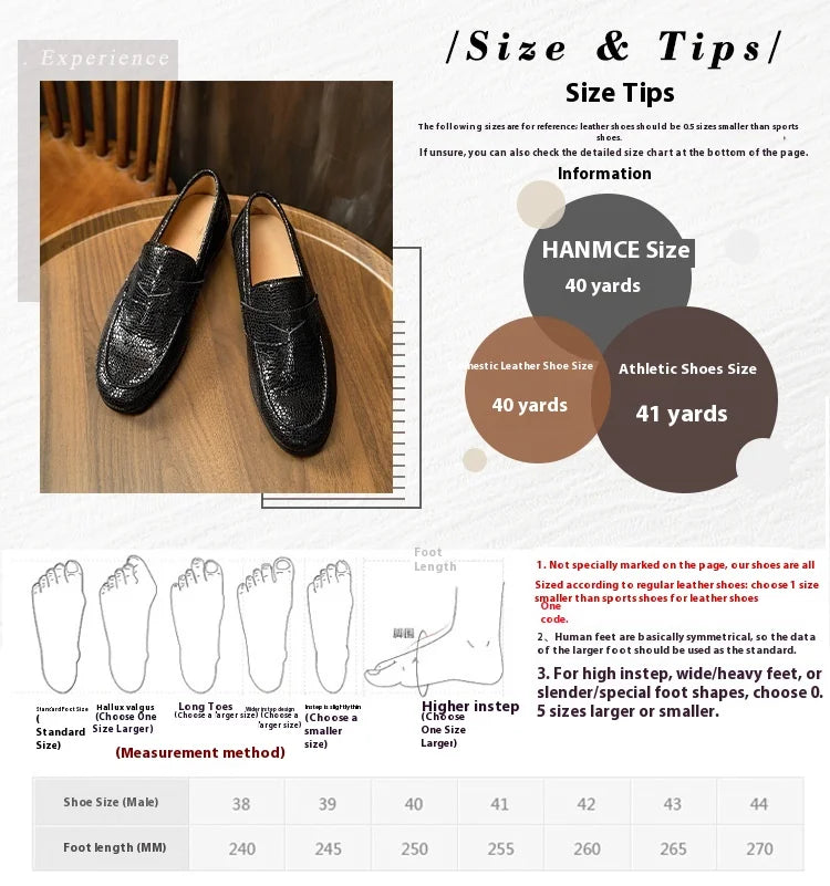 Men's Loafers Office Casual Shoes Slip-On Summer Cowhide Geometric Pattern Genuine Leather Upper Rubber Outsole