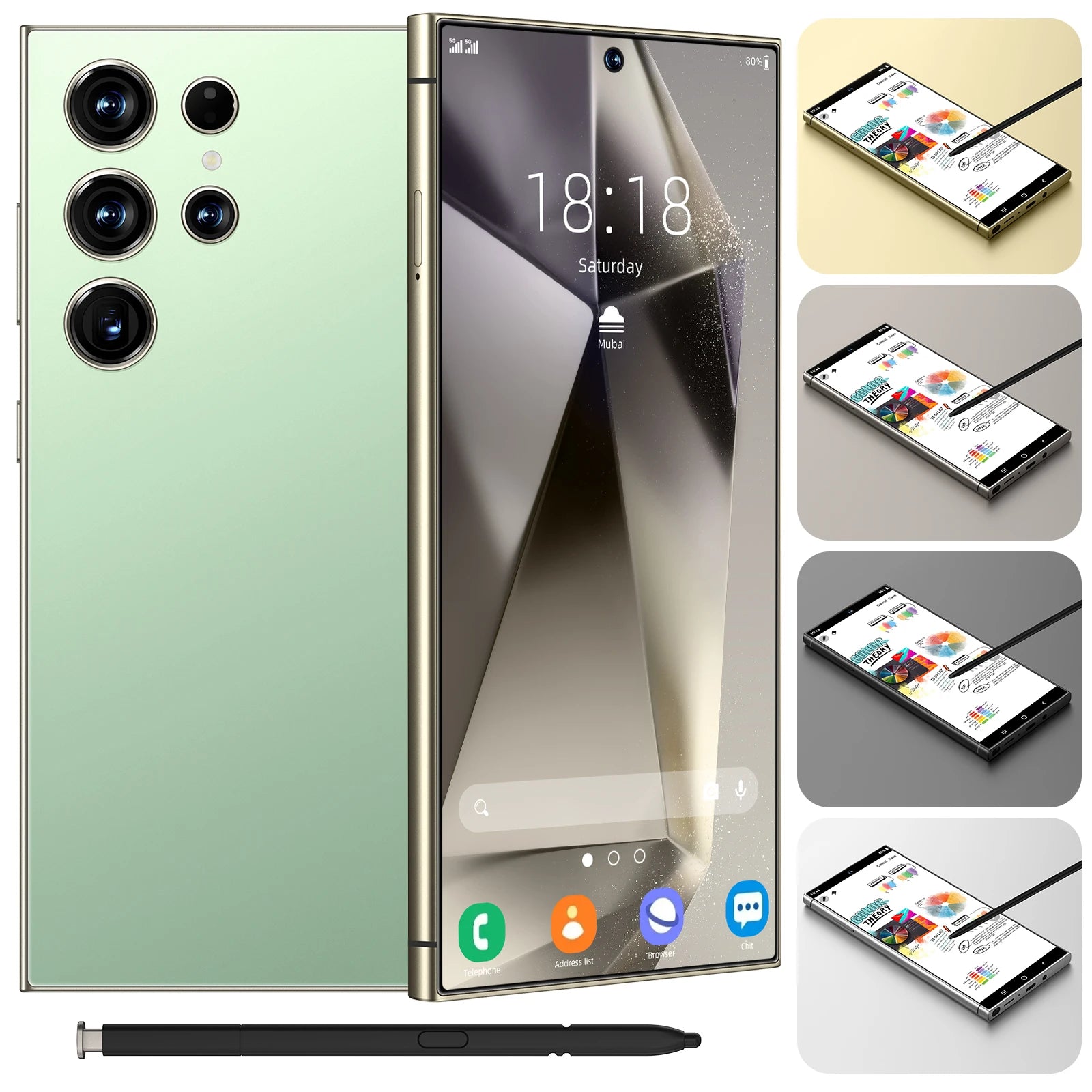 5G Smartphone 1TB 16GB RAM Dual SIM Unlocked Android Device Green 16g 1TB Tidesmit