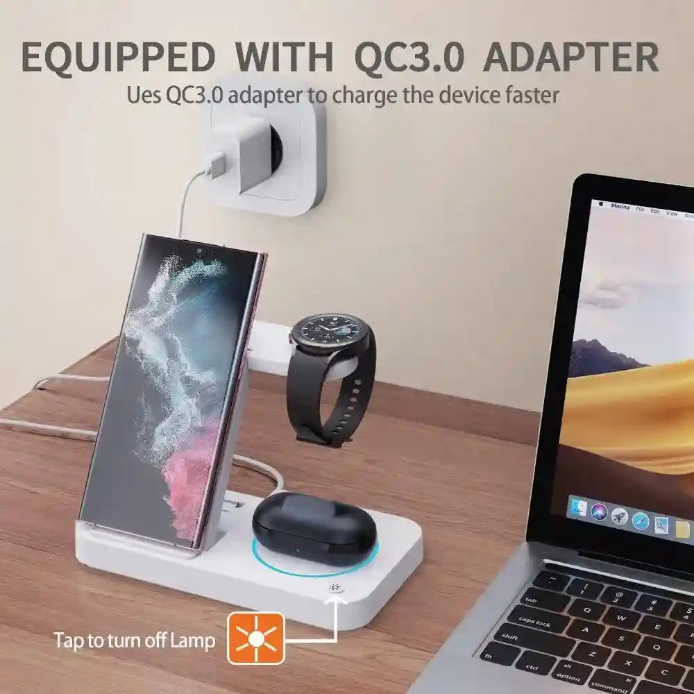 3-in-1 Wireless Charging Station - Fast Qi Certified Foldable Dock Tidesmit