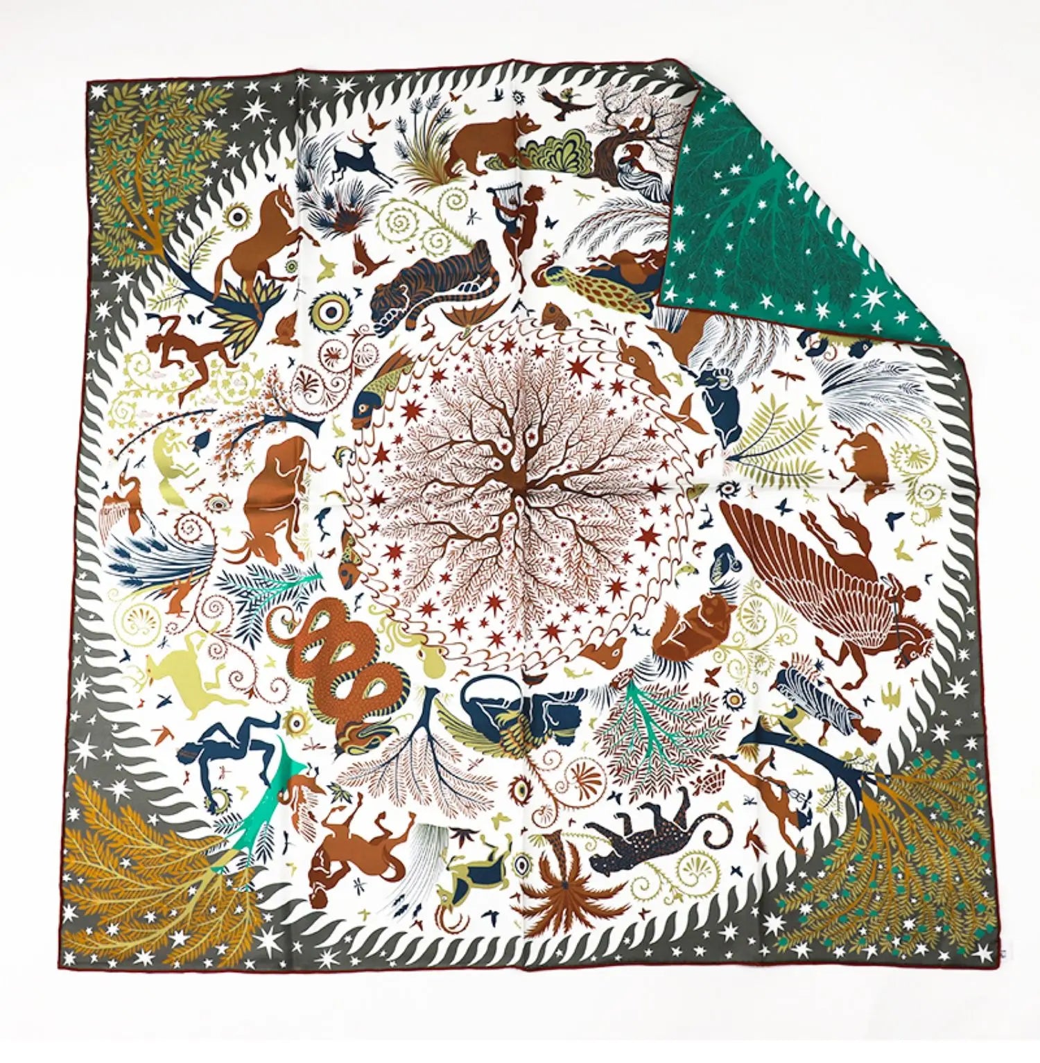 Luxurious 90*90cm Square Myth Collection Digital Printed Silk Scarf Gift Specially Designed for Elegant Individuals