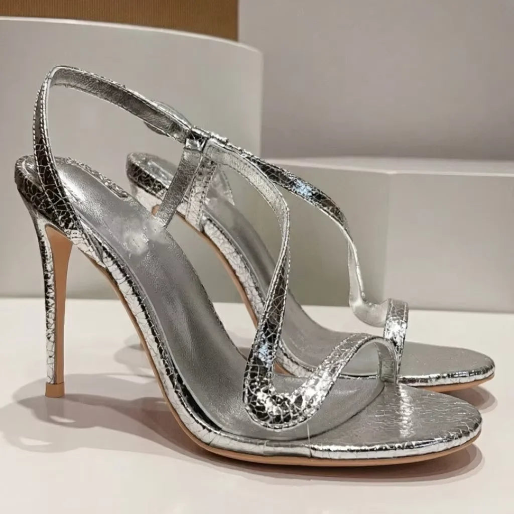 Yuejinlong Elegant Rhinestone Single Strap High Heels Sexy Snake Wrap Open Toe Stiletto Sandals Exquisite Party Shoes 2026