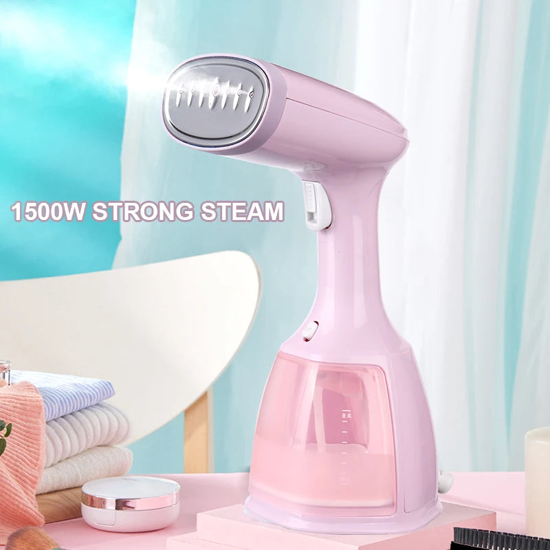Tidesmit saengQ 1500W handheld garment steamer showing ergonomic handle and 350ml water tank for portable ironing