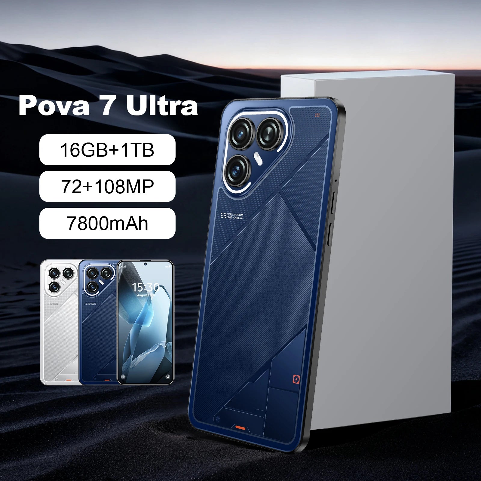Pova7 Ultra 5G Smartphone, 16GB RAM, 1TB Storage - Black Tidesmit