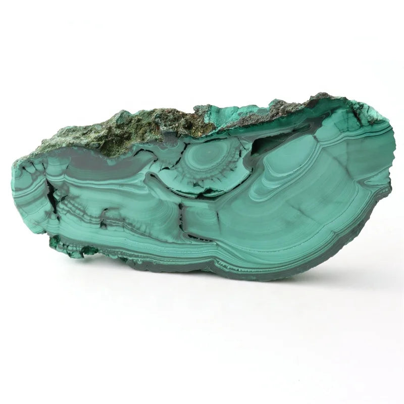 Wholesale crystal bulk raw malachite slice polished slab for home decoration