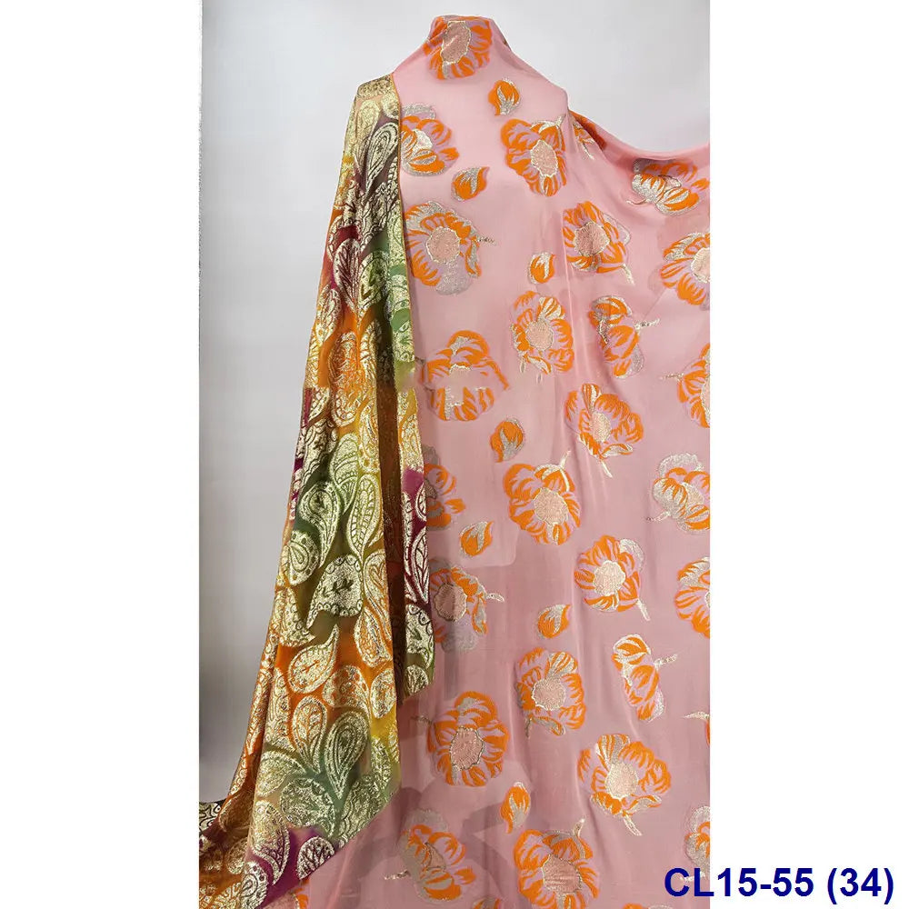 Lisami RTS Luxury Silk Fabric Elegant Multi-Color 3D Metallic Handcut for Dresses Weddings and Curtains
