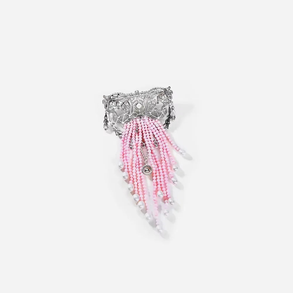 TIANSHE High-end Luxury Jewelry S925 pure silver Natural Pearls Tassel brooch Personality Design DressCorsage Decoration