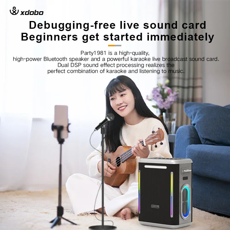 Portable Bluetooth Speaker with Wireless Microphone & RGB - Black My Store