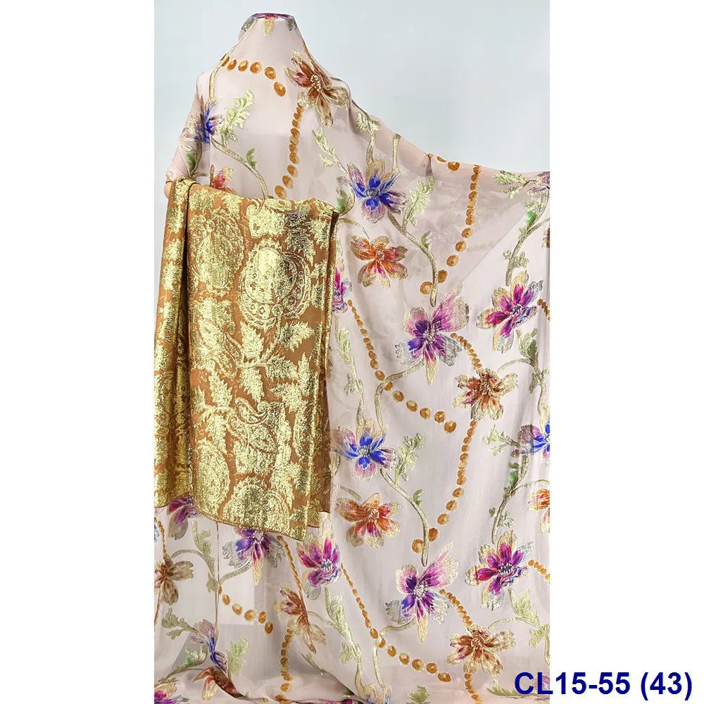 Lisami RTS Luxury Silk Fabric Elegant Multi-Color 3D Metallic Handcut for Dresses Weddings and Curtains