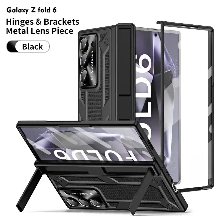 Samsung Galaxy Z Fold 6 Case with Hinge Protection & Kickstand Black OPP Bag For Samsung Galaxy Z Fold 6 Tidesmit