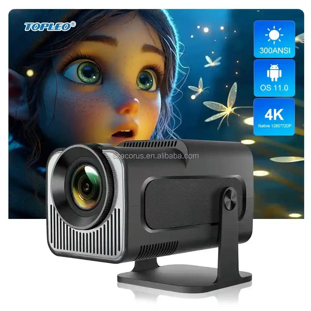 Portable 4K Projector - Smart Android Home Theater System (Black) Tidesmit