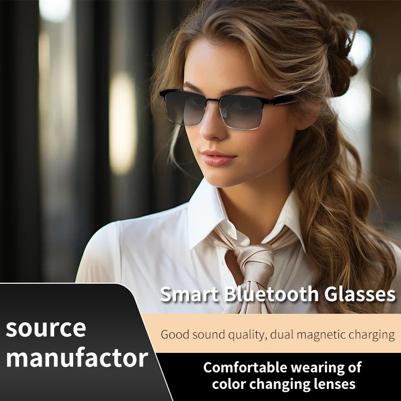 2026 New GT30 Smart for 5.3 Glasses Metal Spring Hinge Auto On/Off AI Voice Assistant Polarized UV400 Anti-Blue Light