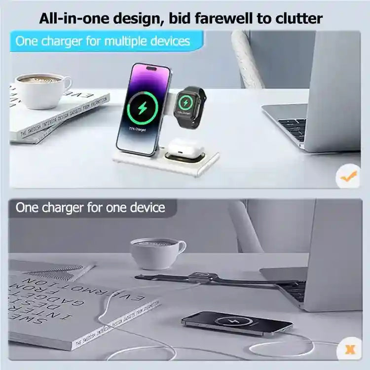 3-in-1 Fast Wireless Charging Station for Apple and Samsung Devices Tidesmit