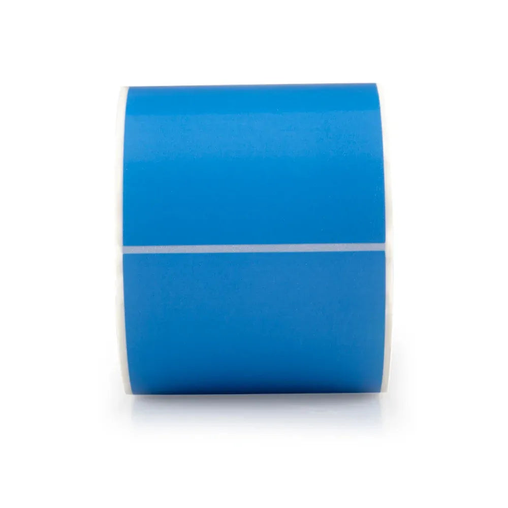 Waterproof logo wall paint label stickers roll, blue rectangular printed sections