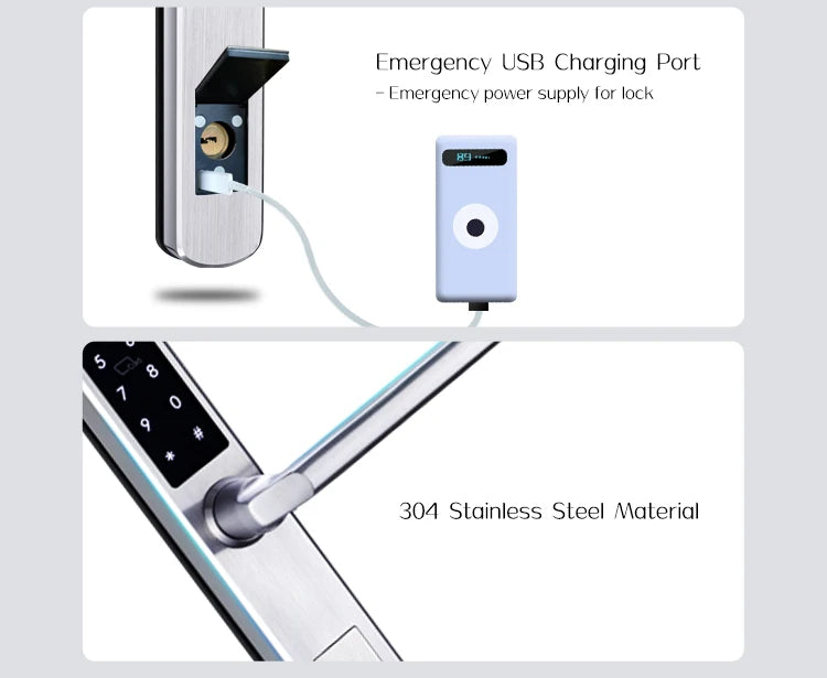 TTLock App Smart Sliding Lock WIFI Electronic Door Lock Bluetooth Digital APP Keypad Code RFID Card Keyless Lock For Hotel/Home