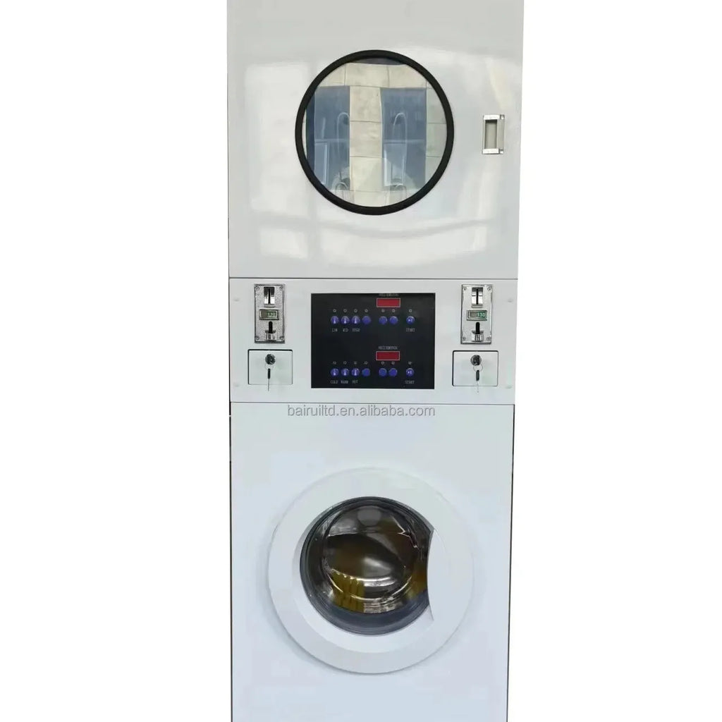 Coin System Sneakers Shoes Stack Washer and Dryer Machine Recognizes Multiple Coins