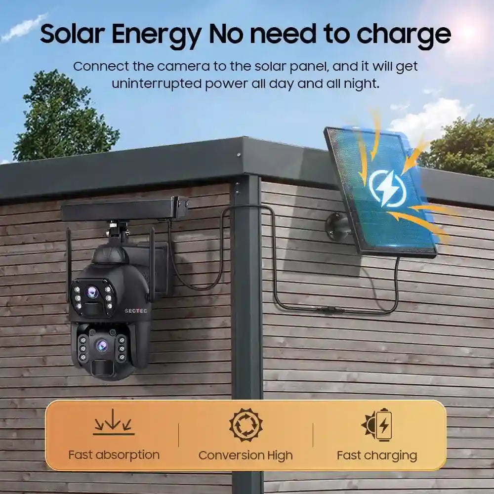4G Solar Security Camera 6MP Wireless PTZ Outdoor Smart Security Tidesmit
