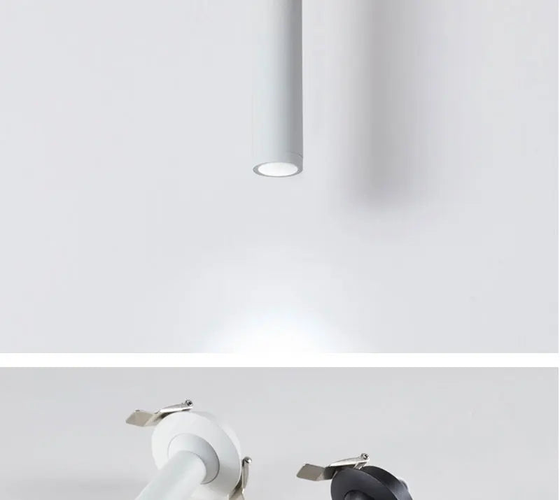 QIUBOSS Dimmable LED Spotlights AC220V Led Recessed Downlight Long Cylinder Ceiling lamp 7W Background Lighting Light for Indoor