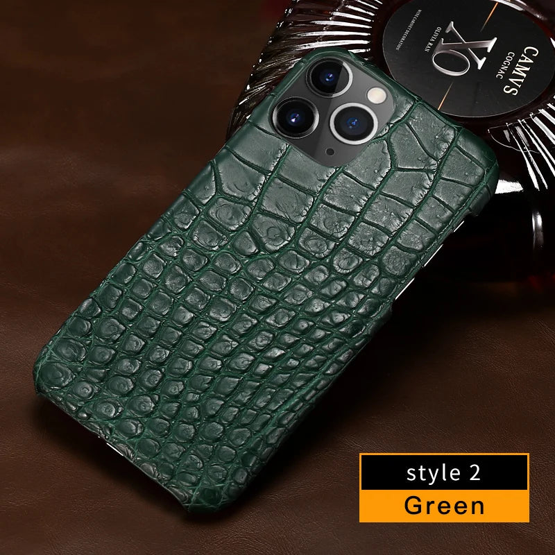 Crocodile Leather iPhone Case: Military-Grade Shock Protection green 2 Tidesmit