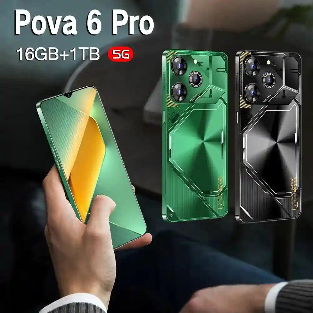 Pova 6 Pro 5G Smartphone: 16GB RAM, 1TB Storage - Black, White, Green Tidesmit