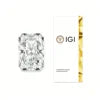 Radiant-cut lab-grown diamond beside IGI laboratory report