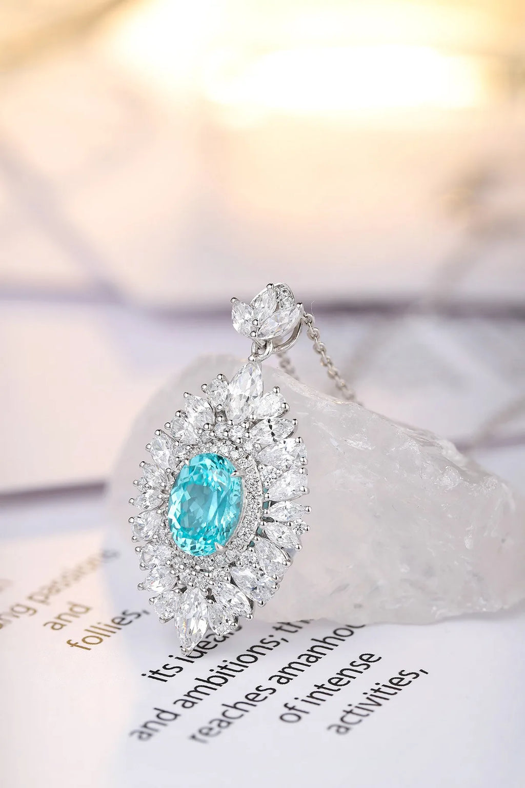 Lanphear Jewelry Original New Silver 925 Sterling Luxury Pendant 4.02ct Lab Grown Paraiba Charm Necklace