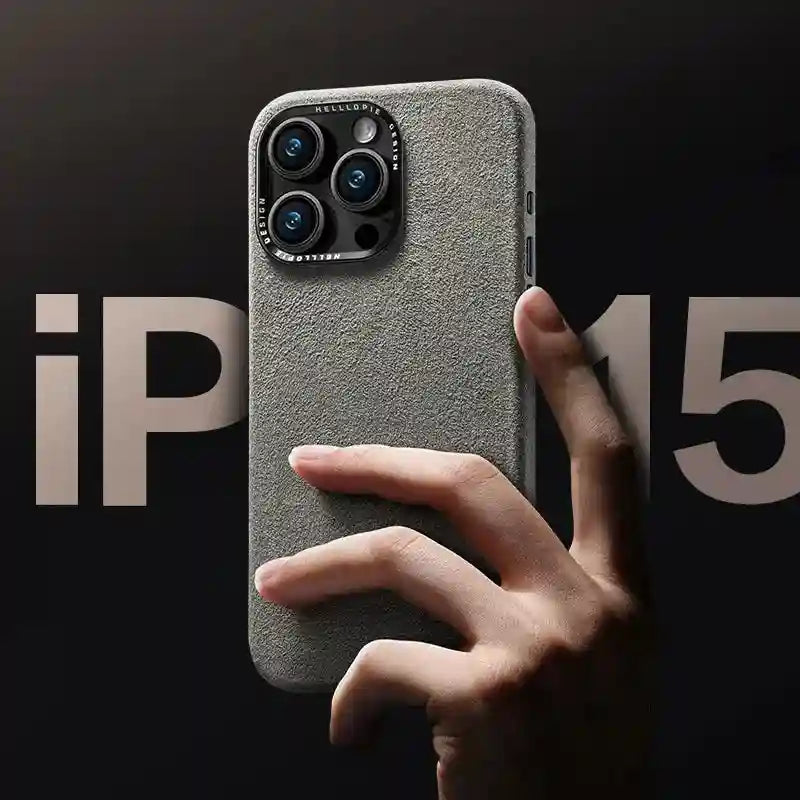iPhone 15 Pro Max Alcantara Case - Dark Grey Shock-Absorbing Cover Tidesmit