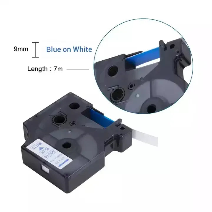 9mm*7m Blue on White 40914 D1 Label Cassette Compatible for Dymo Label Tape