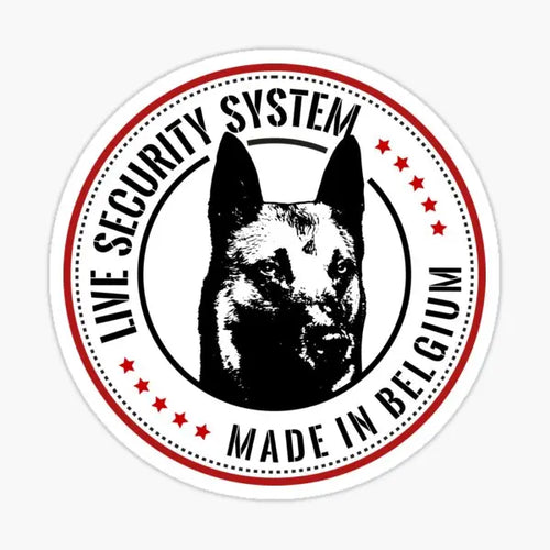 12x12cm Belgian Malinois vinyl decal, Live Security System sticker for car windows and walls.
