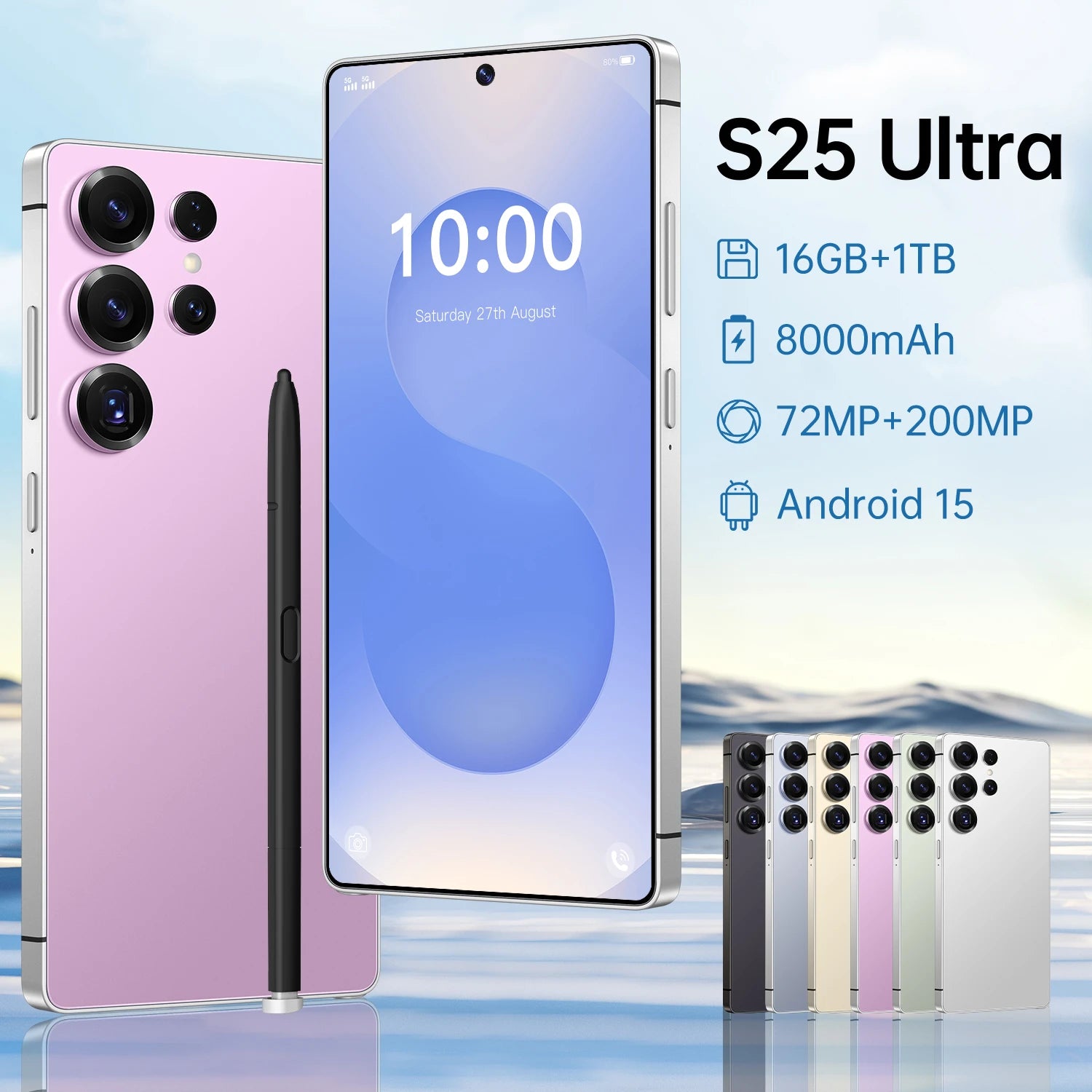 Unlocked 5G Smartphone 16GB RAM 1TB Storage 108MP Camera Pink 16g 1TB Tidesmit