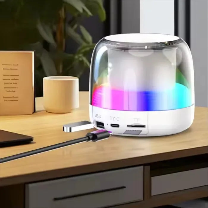 Portable Bluetooth Speaker, Wireless Waterproof Audio with Bass Boost - White White plastic None My Store
