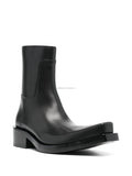 Extra Square Toe Calfskin Chelsea Boots Chunky Low Block Heel Shoes Black Santiago Over-the-knee Leather Biker Boots for Men