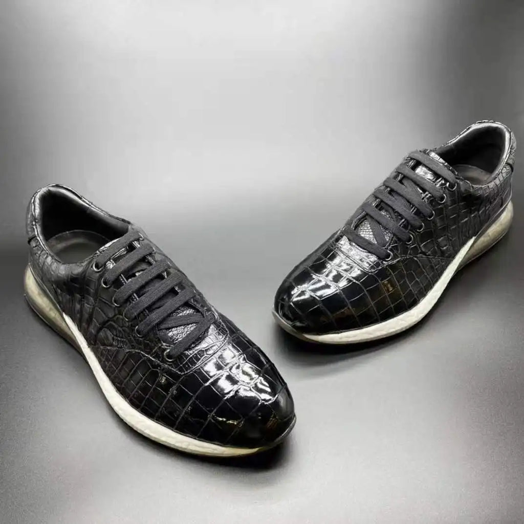 Shoes Men Sneaker Genuine Alligator Leather High Grade Walking Style Man Shoes New Chaussures-Homme Design Sports Shoes for Men