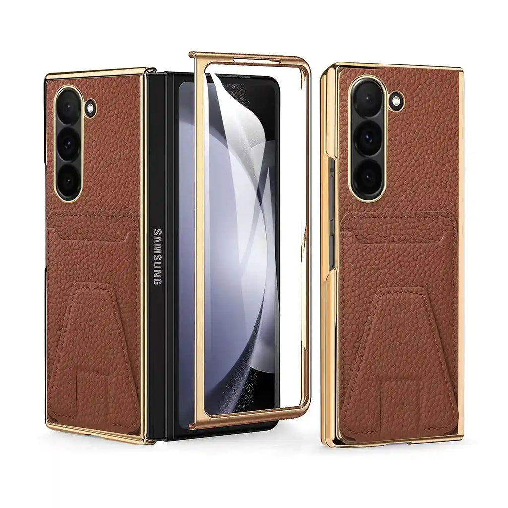 Samsung Galaxy Z Fold 6 Leather Case & Tempered Glass Screen Protector Tidesmit