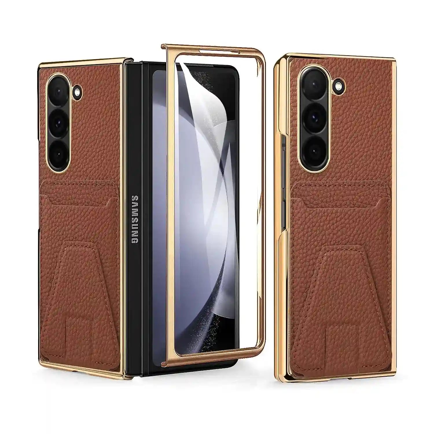 Samsung Galaxy Z Fold 6 Leather Case & Tempered Glass Screen Protector Tidesmit