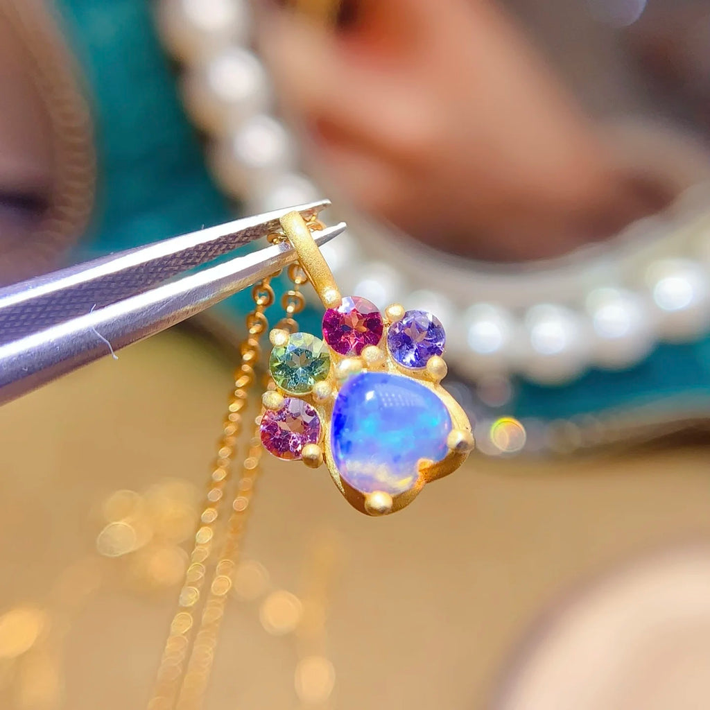 Factory Direct Sales 925 Sterling Silver 18k Natural Opal Charm Bulk Wholesale Women Children Pendant for Party