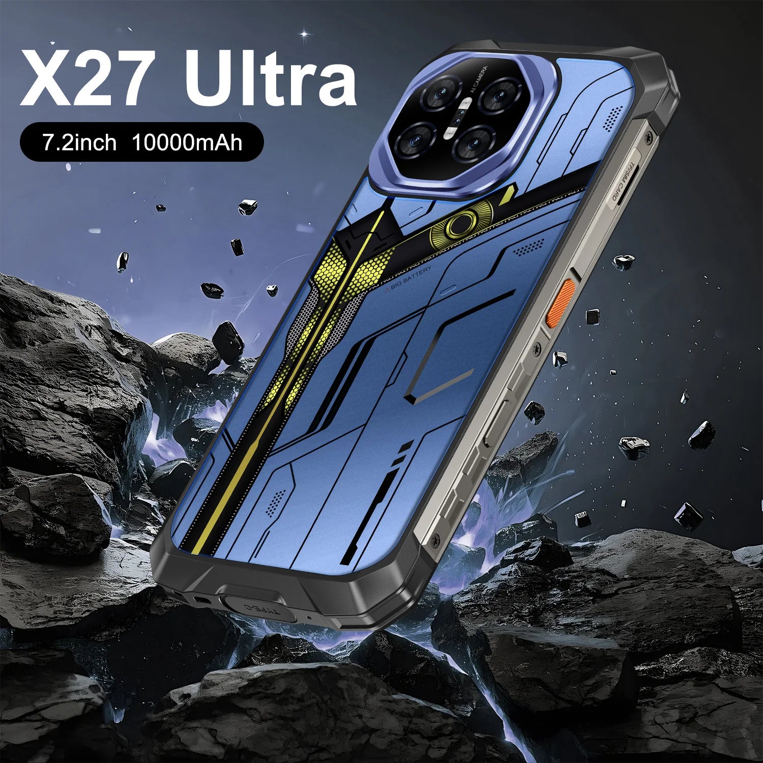 Tidesmit X27 Ultra 5G Android smartphone featuring a 7.2 inch big screen, 12GB RAM, and 512GB storage.